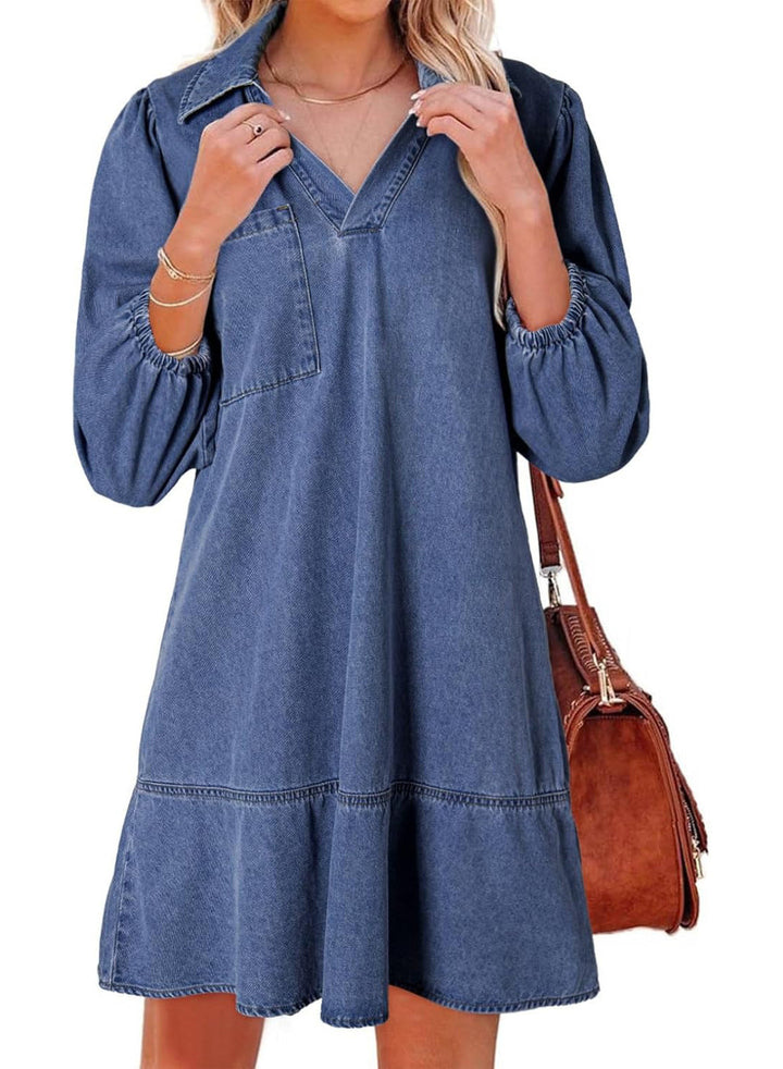 Abigail | Voluminous Sleeve Denim Dress