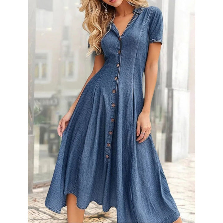 Lily | Buttoned Midi Denim Dress