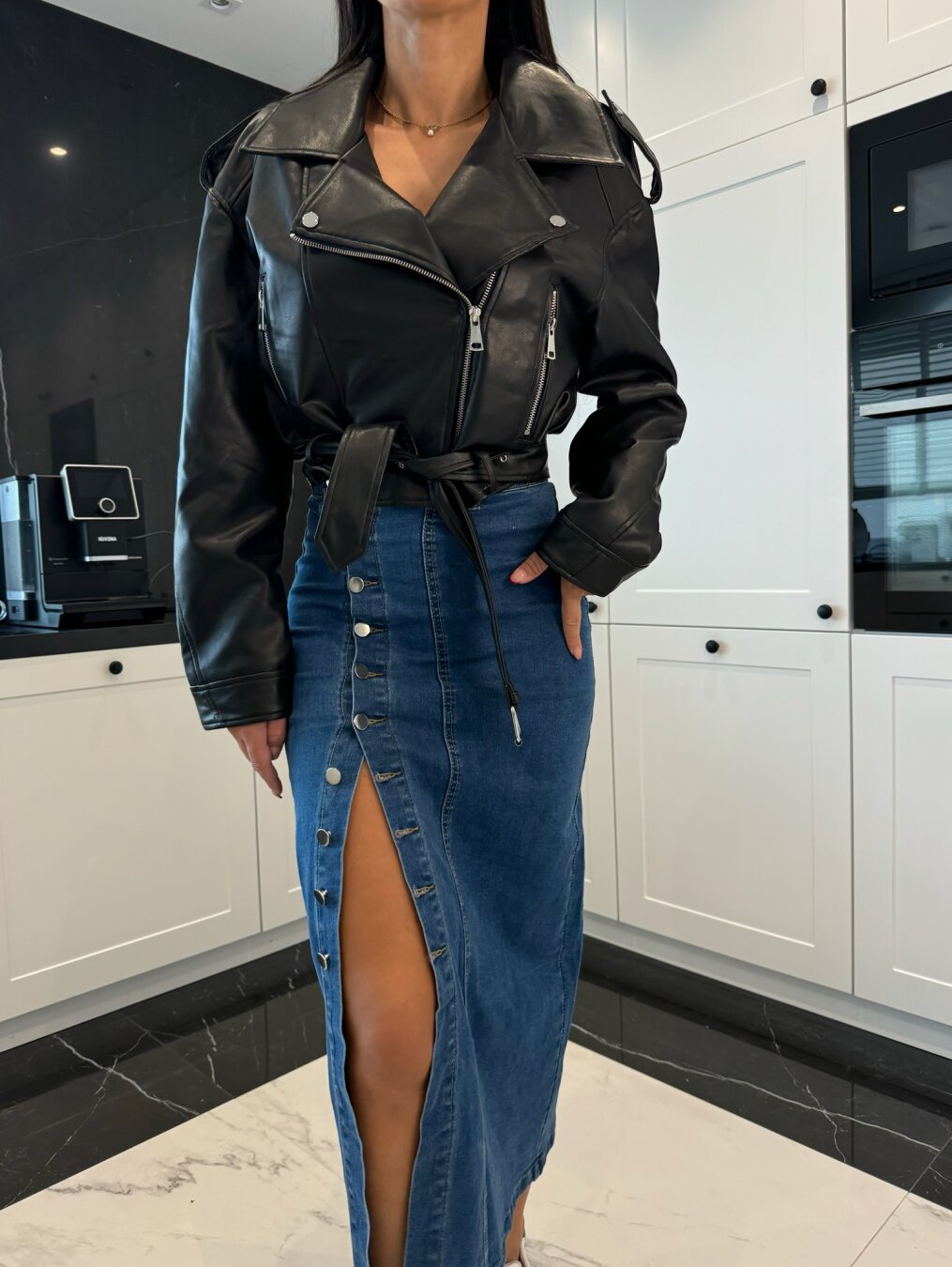 Audrey | Side Button Denim Skirt