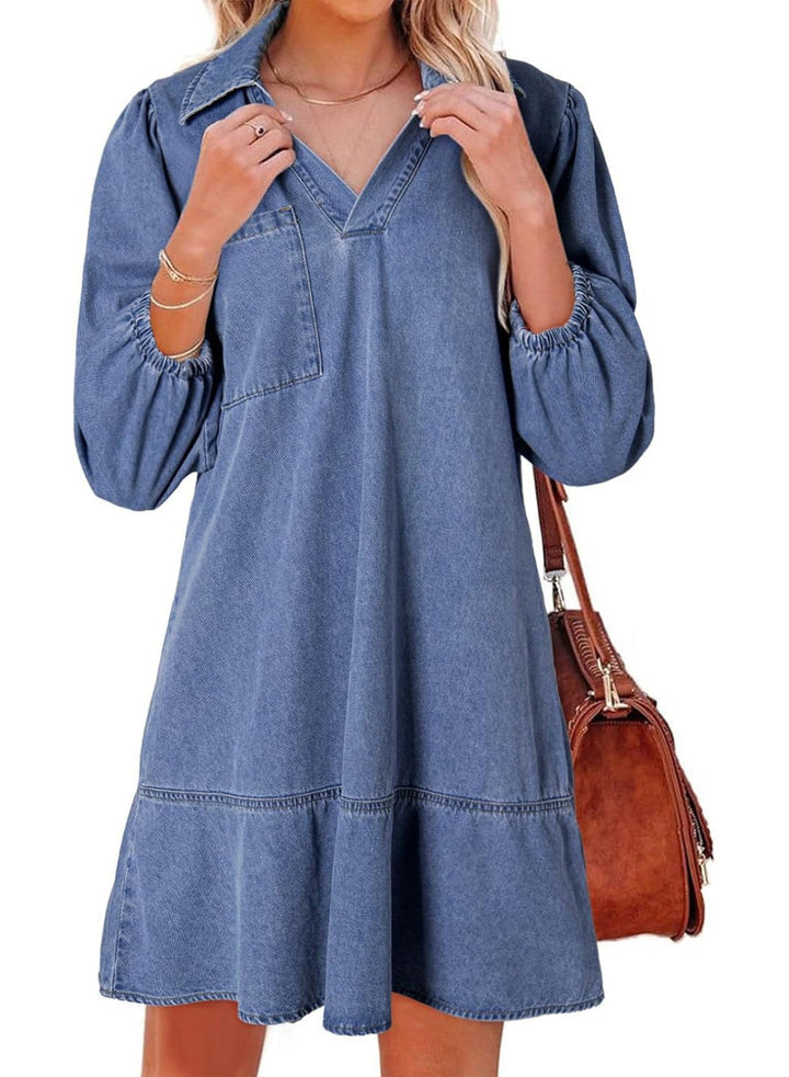 Abigail | Voluminous Sleeve Denim Dress
