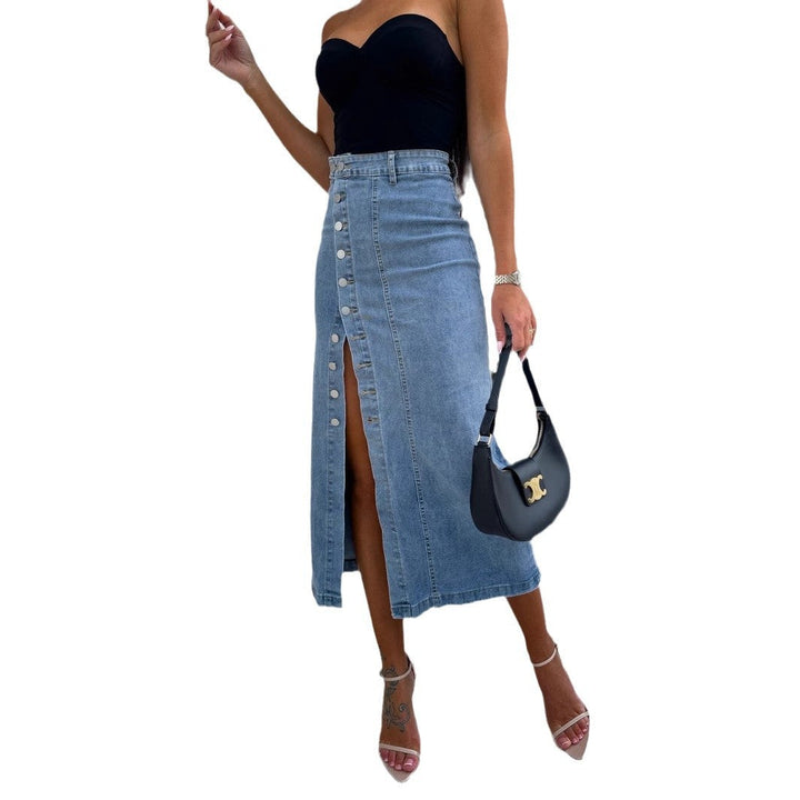 Audrey | Side Button Denim Skirt