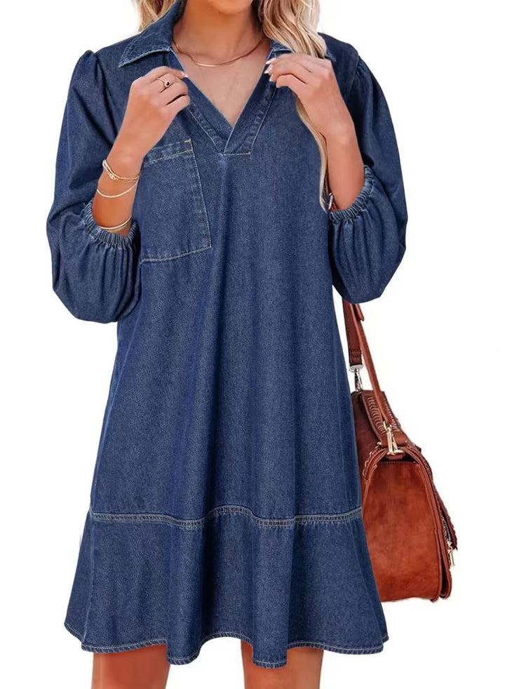 Abigail | Voluminous Sleeve Denim Dress