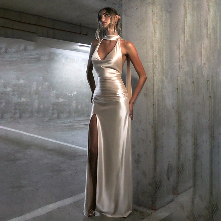 Sophia | Satin High-Slit Wedding Guest Dress