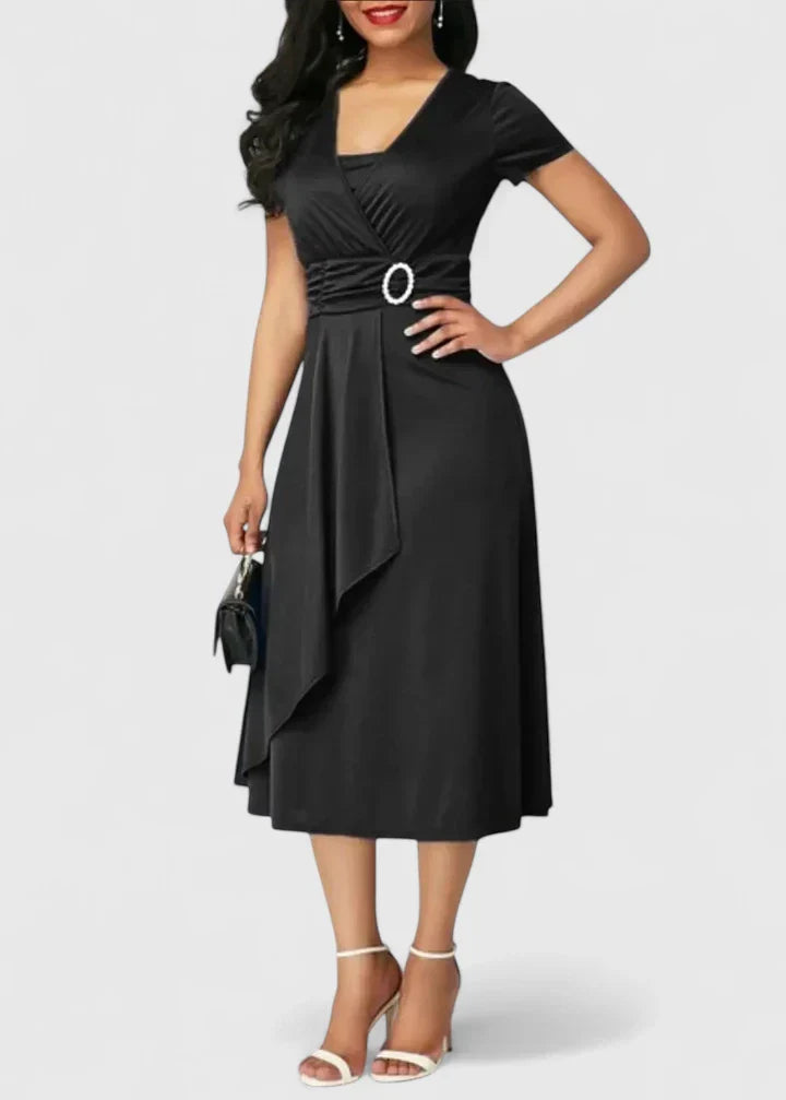 Zhyrelle | Elegant Pleated Midi Dress