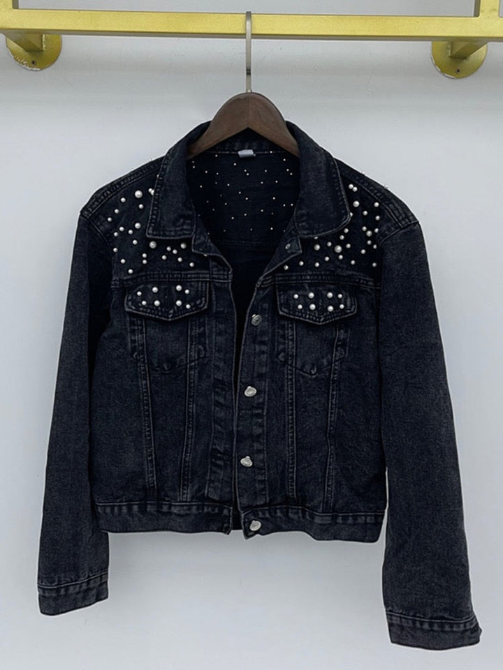 Avery | Pearl Detail Denim Jacket