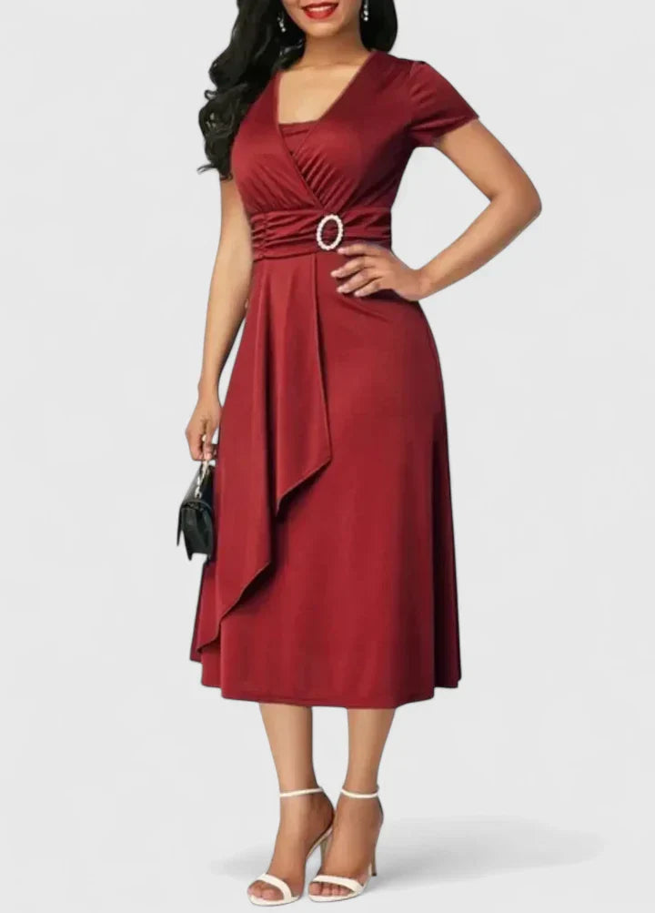 Zhyrelle | Elegant Pleated Midi Dress