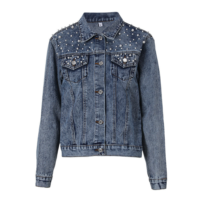 Avery | Pearl Detail Denim Jacket