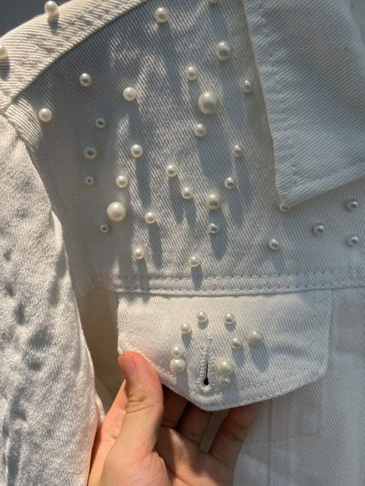 Avery | Pearl Detail Denim Jacket