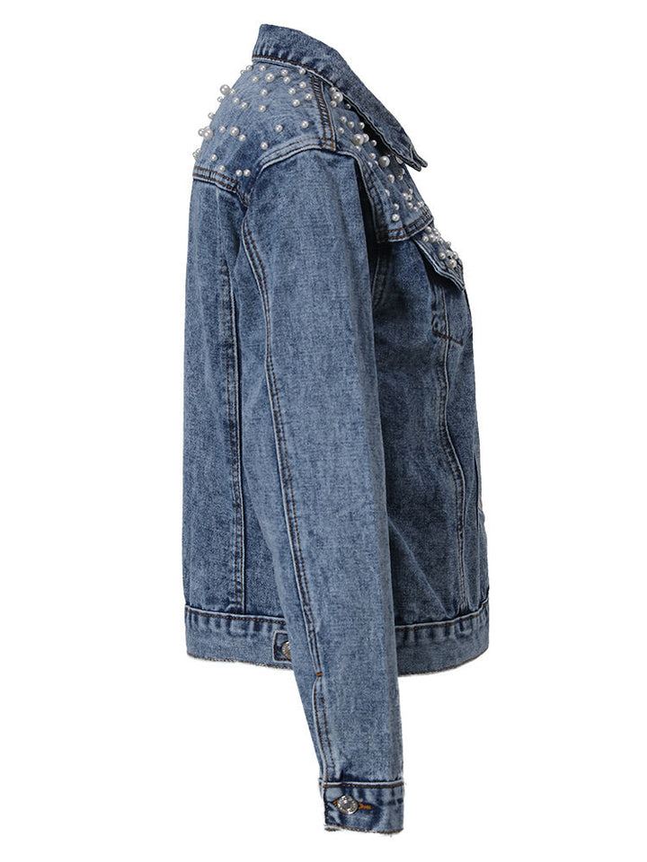 Avery | Pearl Detail Denim Jacket