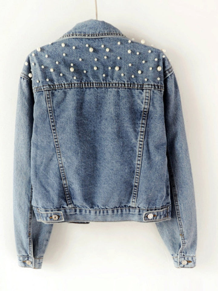 Avery | Pearl Detail Denim Jacket