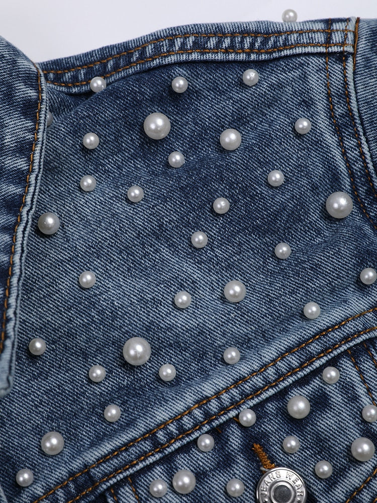 Avery | Pearl Detail Denim Jacket