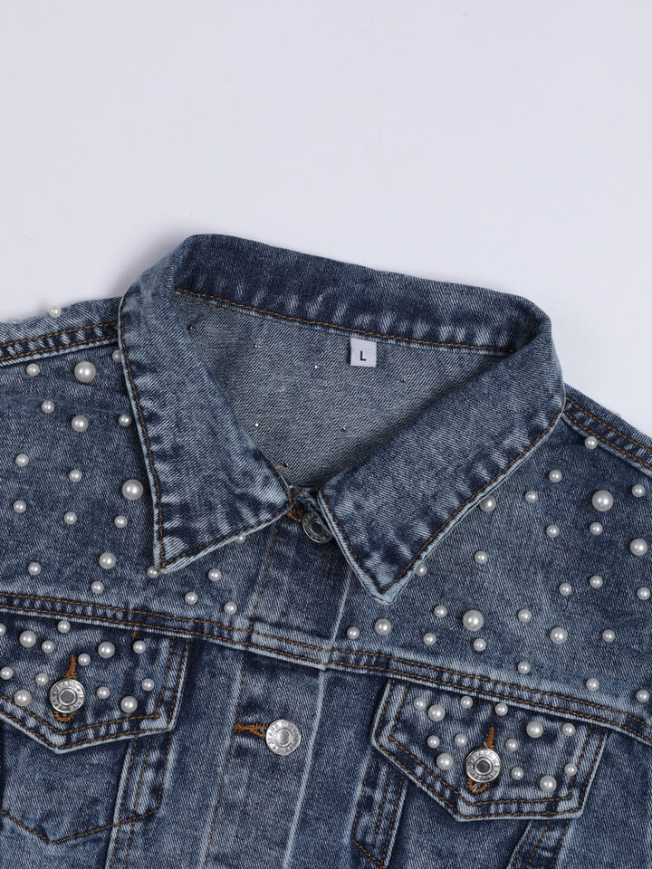 Avery | Pearl Detail Denim Jacket