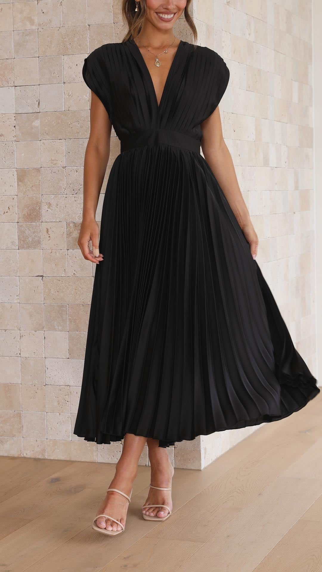 Maria | Pleated Maxi Wedding Guest Dress