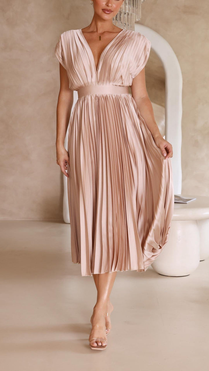 Maria | Pleated Maxi Wedding Guest Dress