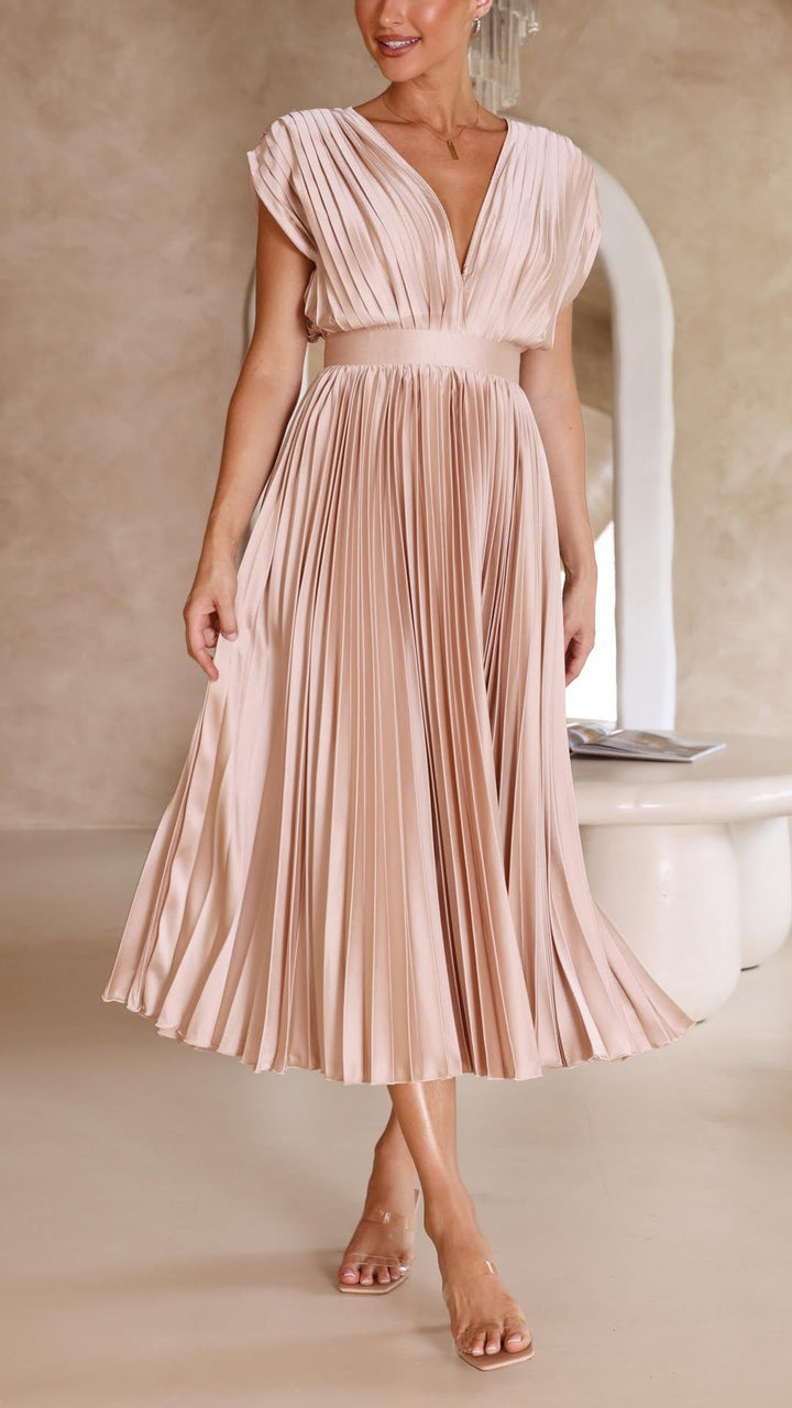 Maria | Pleated Maxi Wedding Guest Dress