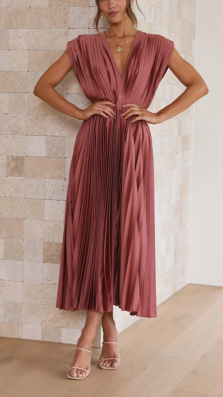 Maria | Pleated Maxi Wedding Guest Dress