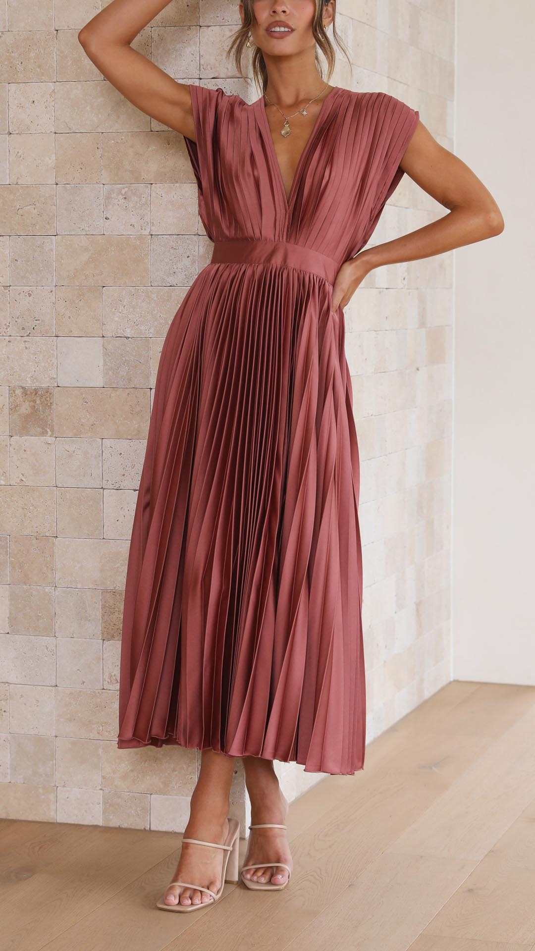 Maria | Pleated Maxi Wedding Guest Dress