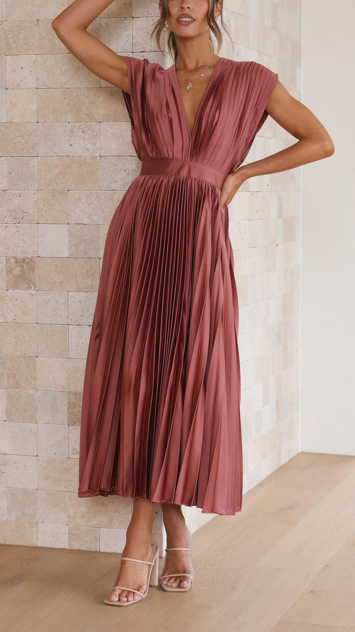 Maria | Pleated Maxi Wedding Guest Dress