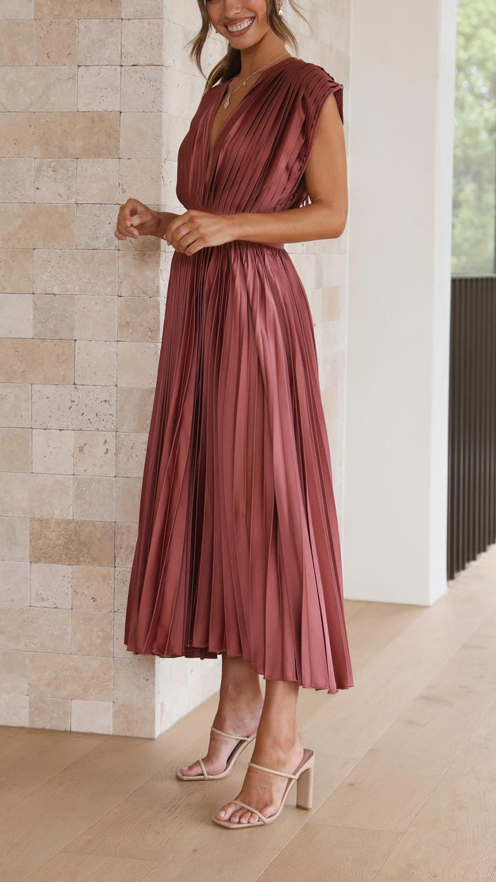 Maria | Pleated Maxi Wedding Guest Dress