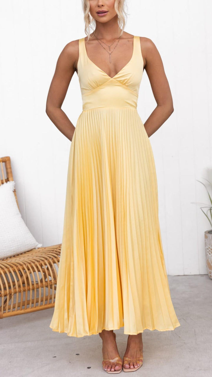 Eileen | Pleated V-Neck Wedding Guest Dress