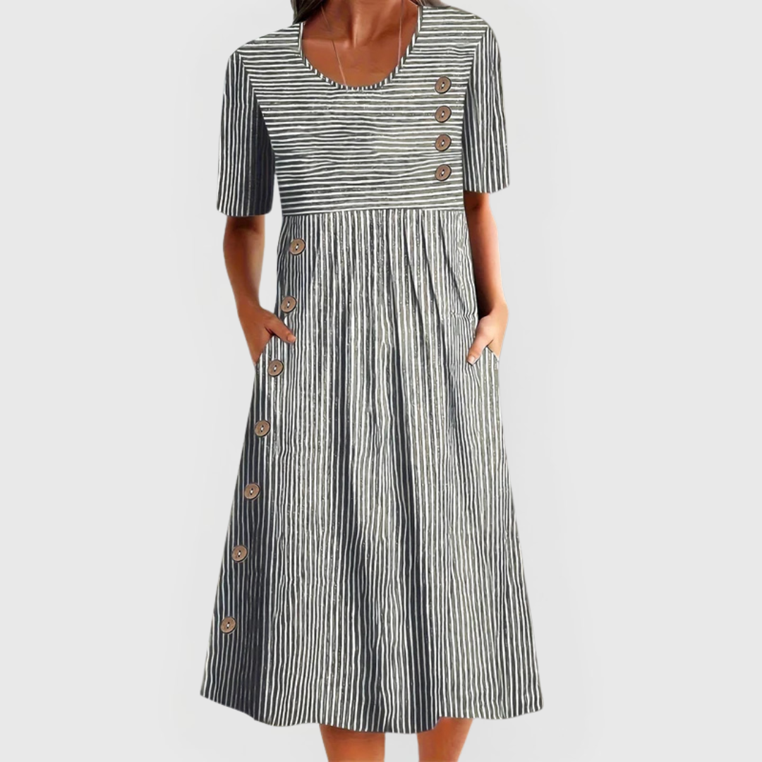Wanda™ | Classic Striped Midi Dress