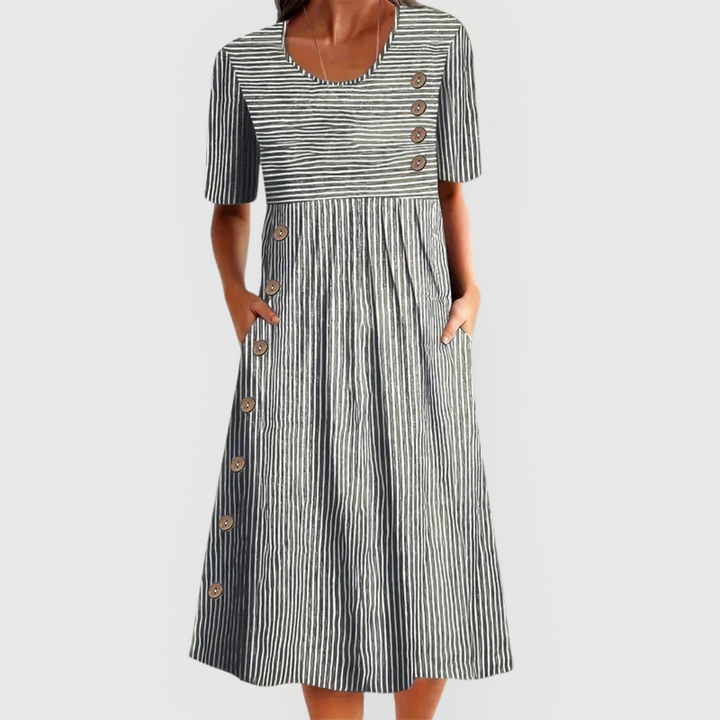 Wanda™ | Classic Striped Midi Dress