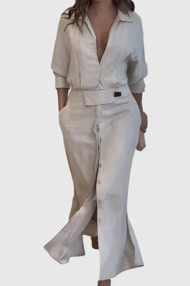 Monique | Elegant Pleated Maxi Dress