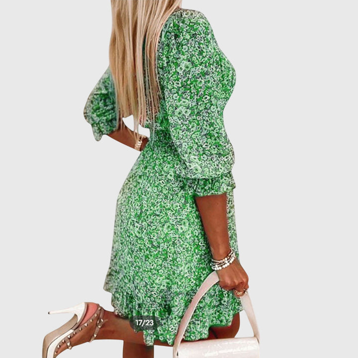 Elisa™ | Floral Puff Sleeve Midi Dress