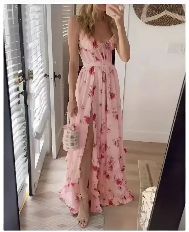 Reina | Floral Slit Maxi Wedding Guest Dress