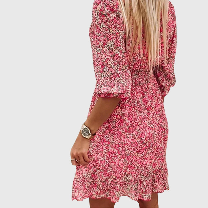 Elisa™ | Floral Puff Sleeve Midi Dress