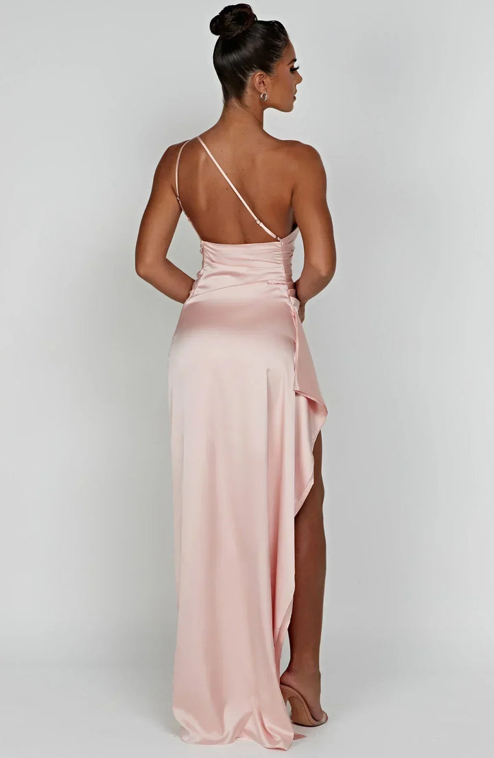 Isabeau | Satin One-Shoulder Wedding Guest Dress