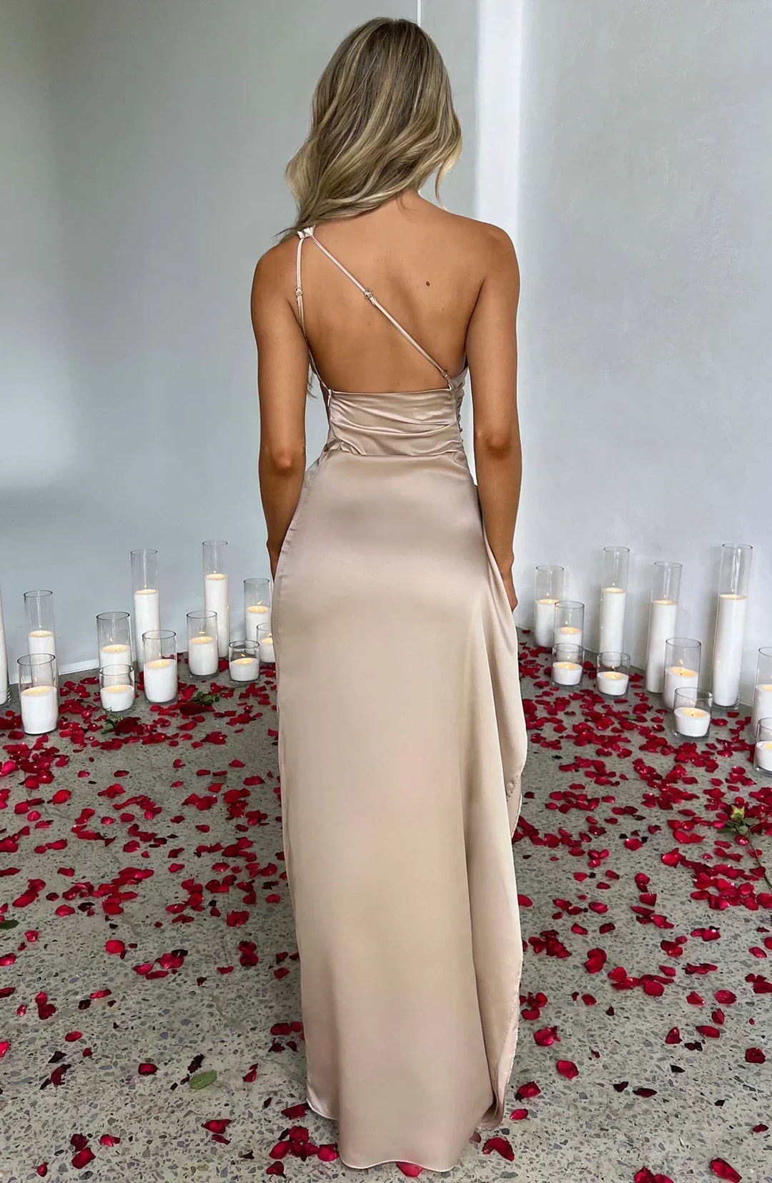 Isabeau | Satin One-Shoulder Wedding Guest Dress
