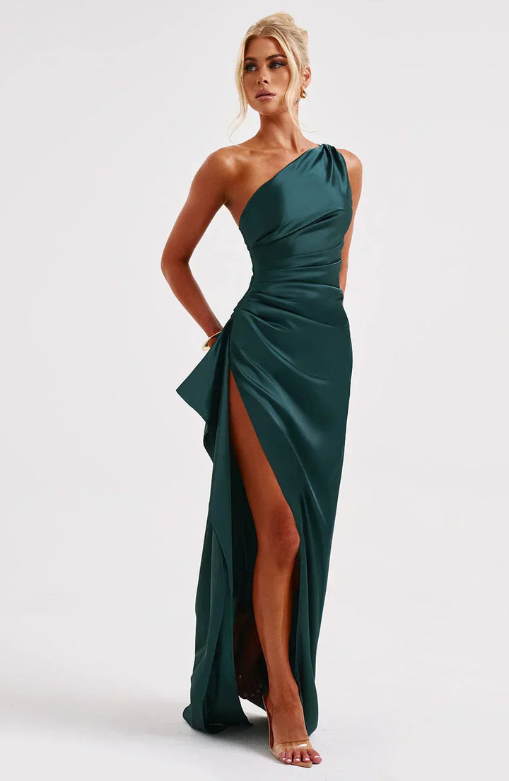 Isabeau | Satin One-Shoulder Wedding Guest Dress
