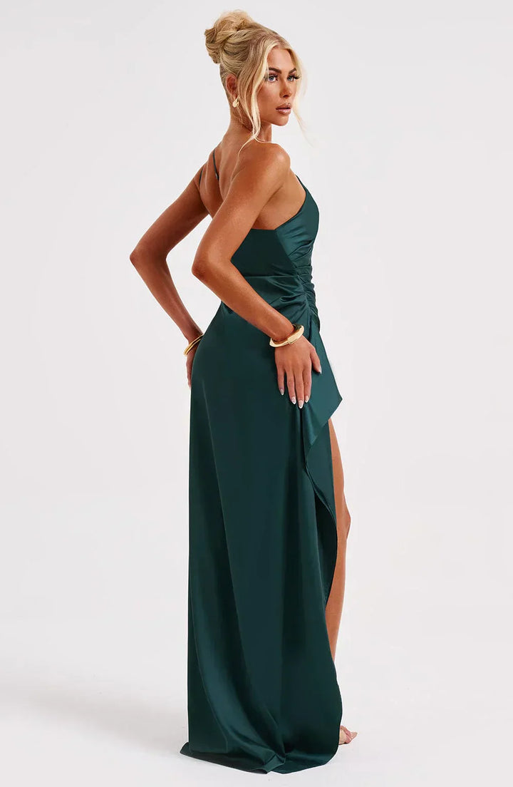 Isabeau | Satin One-Shoulder Wedding Guest Dress
