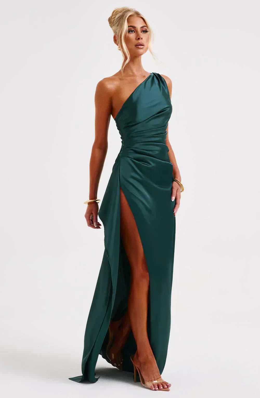 Isabeau | Satin One-Shoulder Wedding Guest Dress