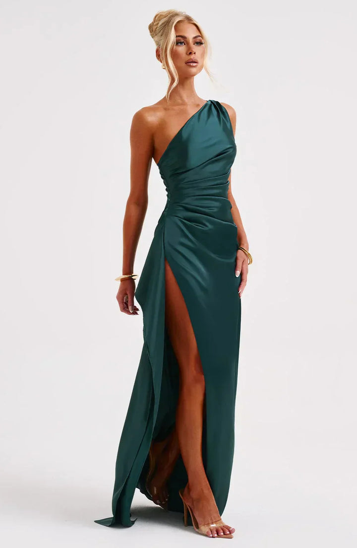Isabeau | Satin One-Shoulder Wedding Guest Dress