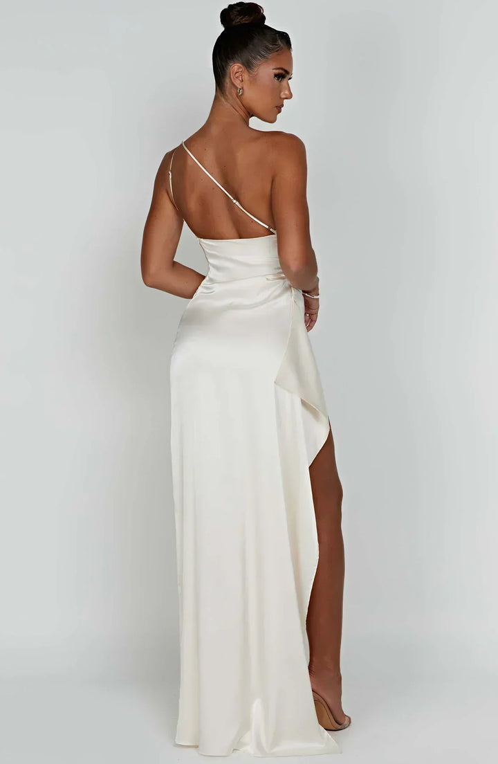 Isabeau | Satin One-Shoulder Wedding Guest Dress
