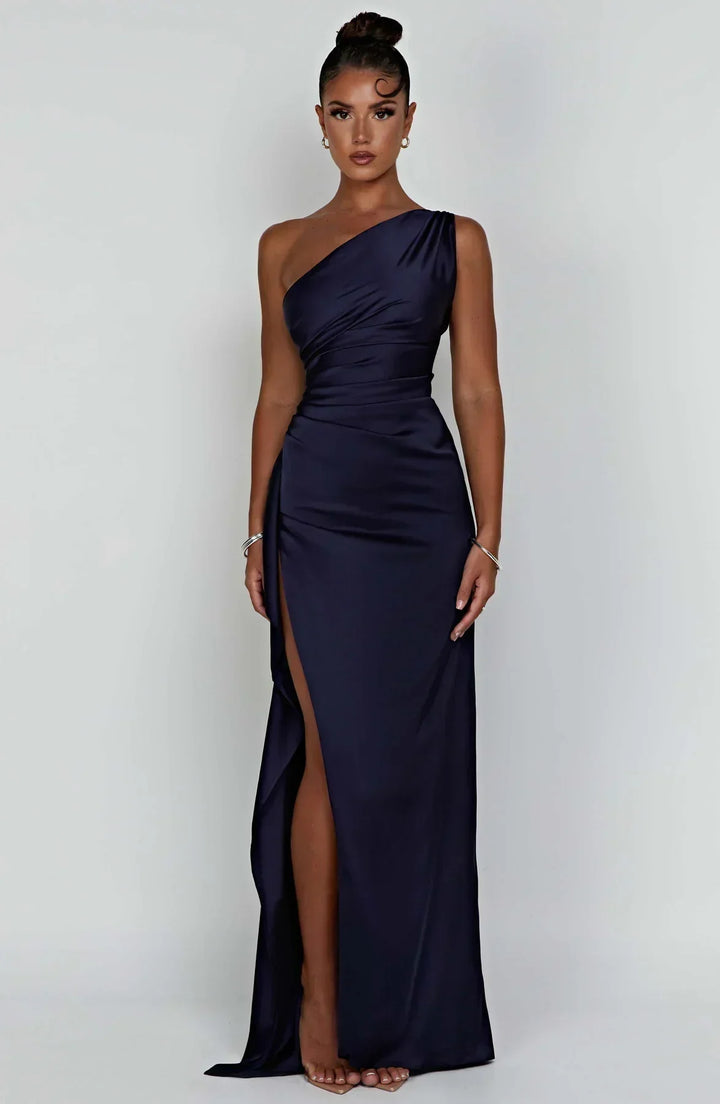 Isabeau | Satin One-Shoulder Wedding Guest Dress