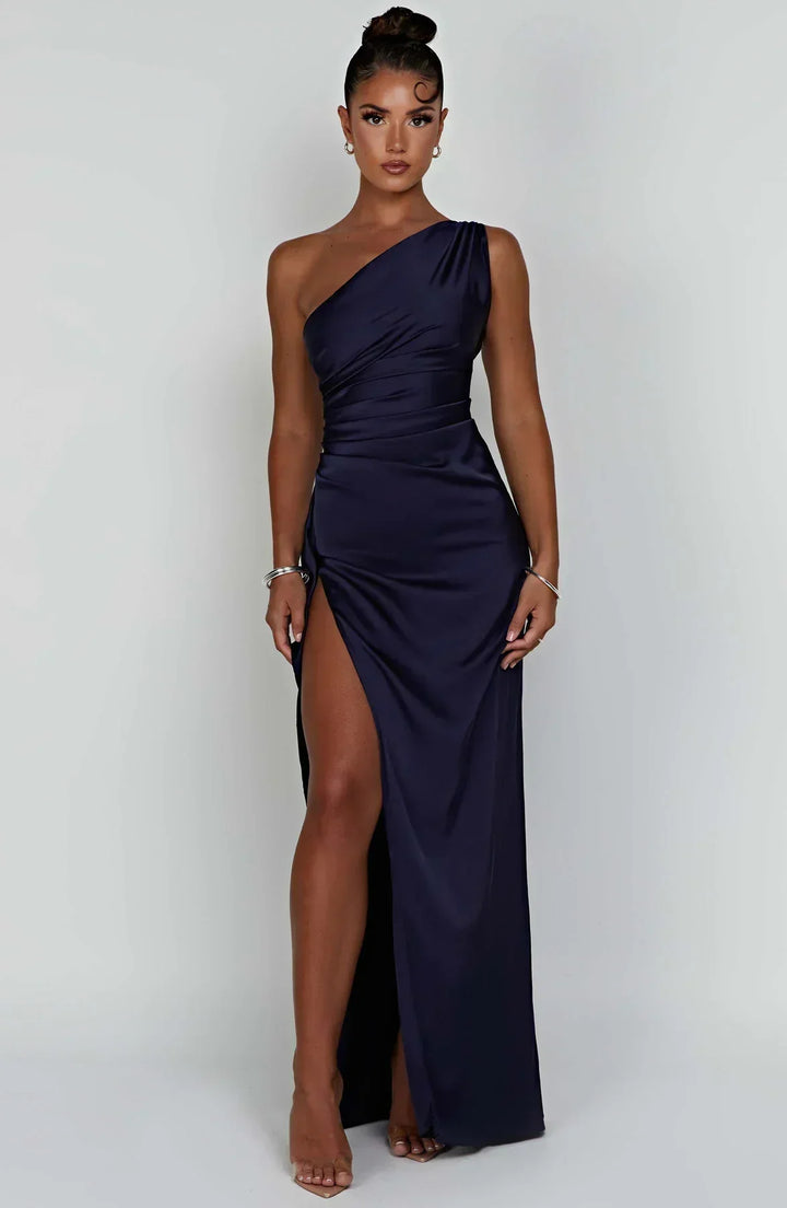 Isabeau | Satin One-Shoulder Wedding Guest Dress