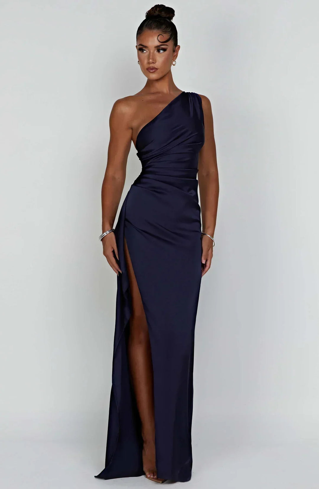 Isabeau | Satin One-Shoulder Wedding Guest Dress