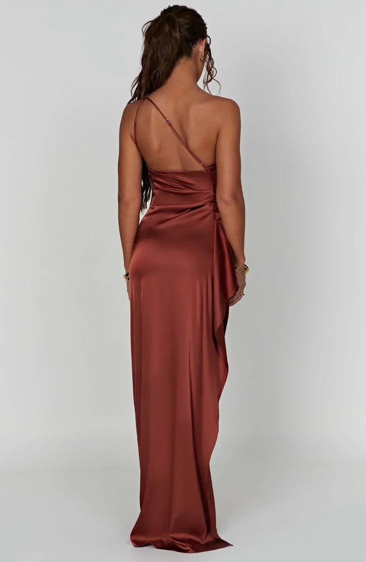 Isabeau | Satin One-Shoulder Wedding Guest Dress
