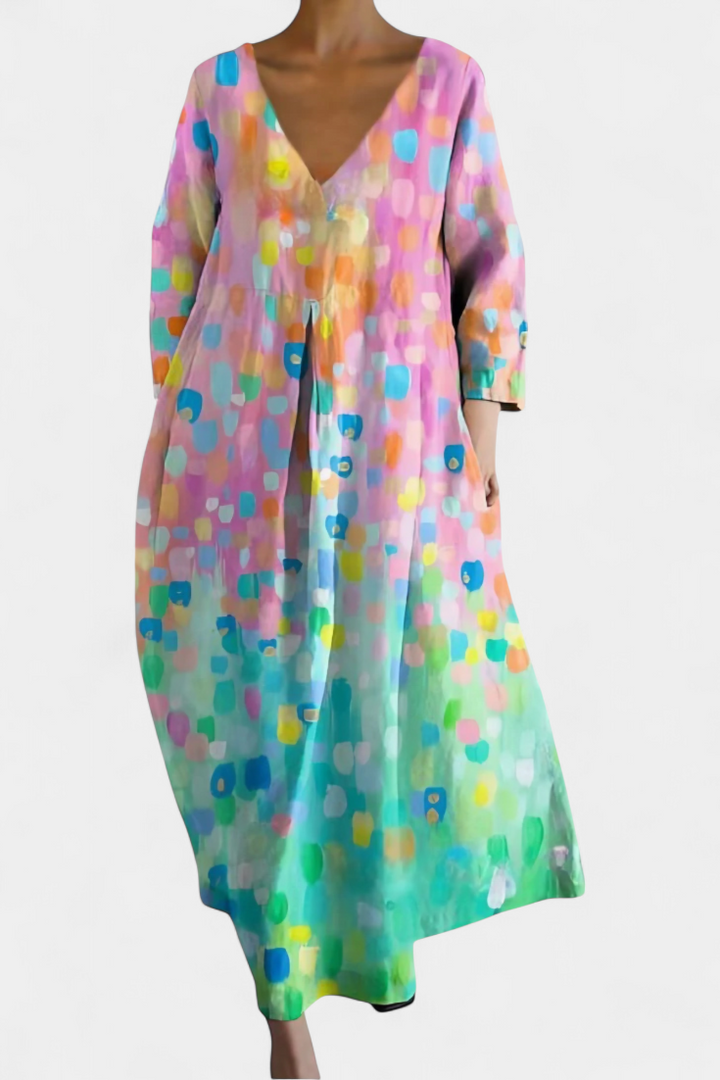 Isalinde | Relaxed V-Neck Midi Dress