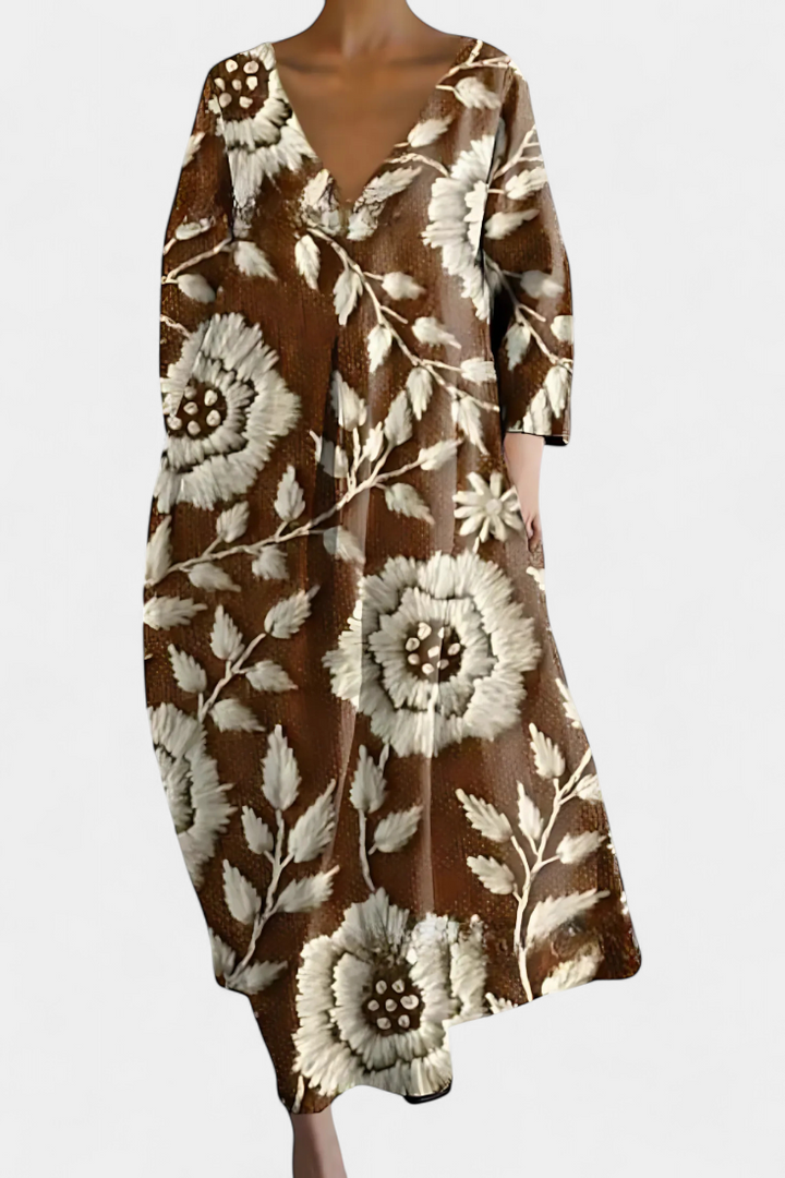 Isalinde | Relaxed V-Neck Midi Dress