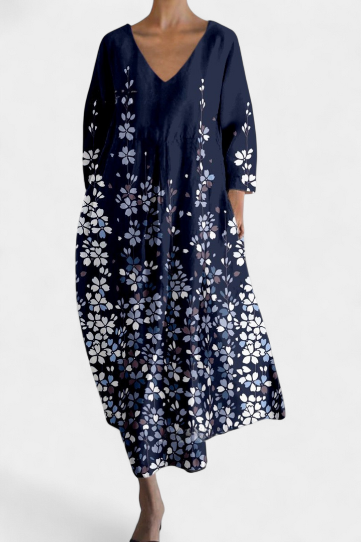 Isalinde | Relaxed V-Neck Midi Dress