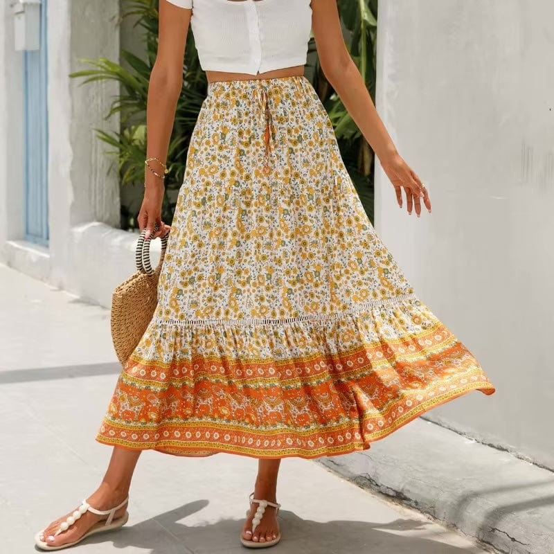 Ava | High Waist Floral Maxi Skirt