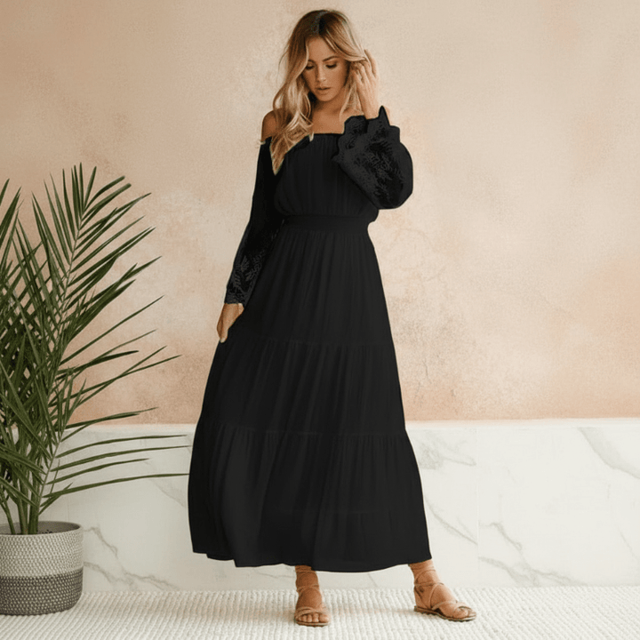 Ashley | Boho Lace White Maxi Dress