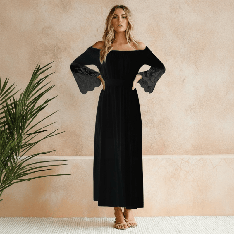 Ashley | Boho Lace White Maxi Dress
