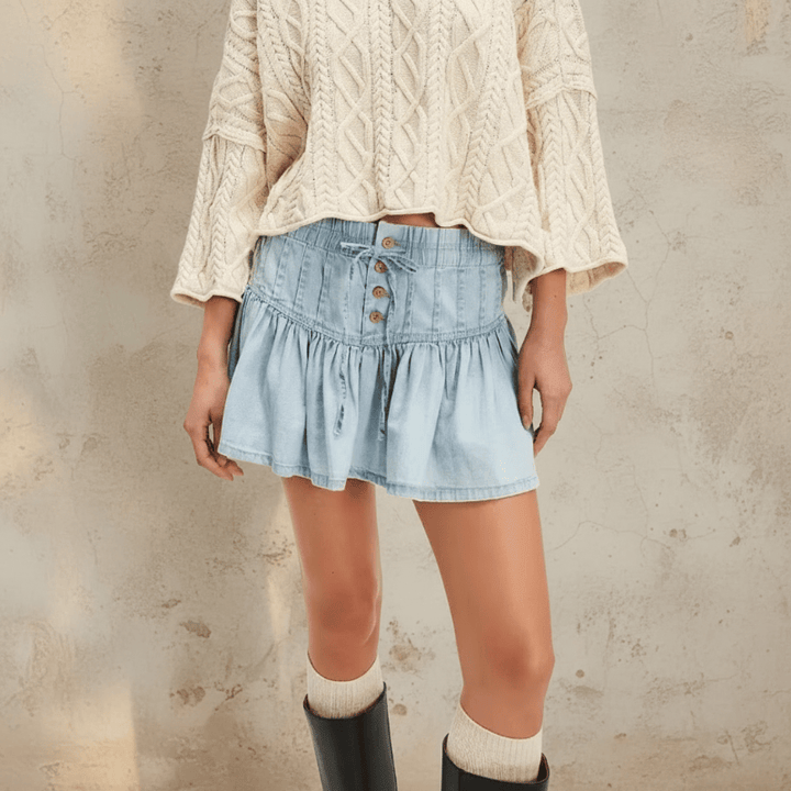 Madison | Pleated Denim Maxi Skirt