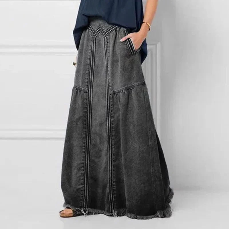 Brooklyn | Bohemian Denim Maxi Skirt