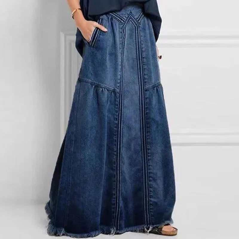 Brooklyn | Bohemian Denim Maxi Skirt
